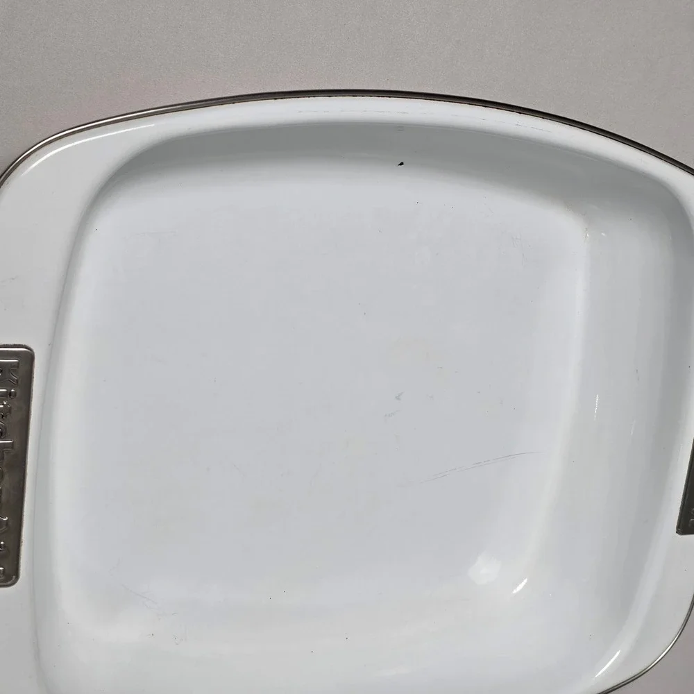 KitchenAid Roasting Pan Large White Enamel Rectangular Casserole Dish Vintage